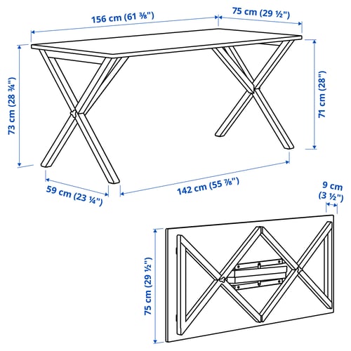 Illustration with measurements for the product: IKEA PS 2026.
