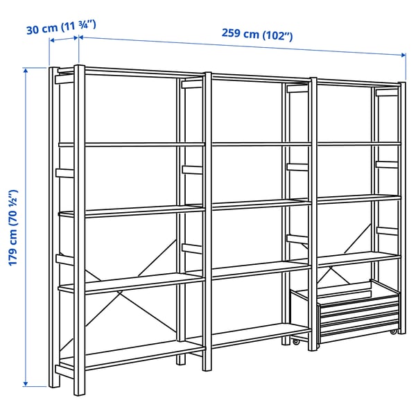 Illustration with measurements for the product: IVAR.