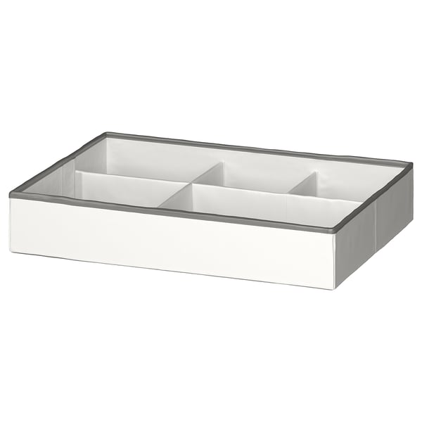 JÄTTEBJÖRN drawer organiser - white, fabric, rectangular, 4 compartments.