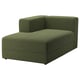 Green JÄTTEBO modular sectional sofa with ribbed texture and chaise longue.