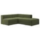 Modern l-shaped sofa in green, featuring corduroy fabric. Comfortable with storage, perfect for relaxation.