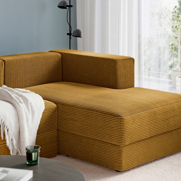 JÄTTEBO Mod crnr sofa 2,5-seat w chaise lng, right/Samsala yellow-brown