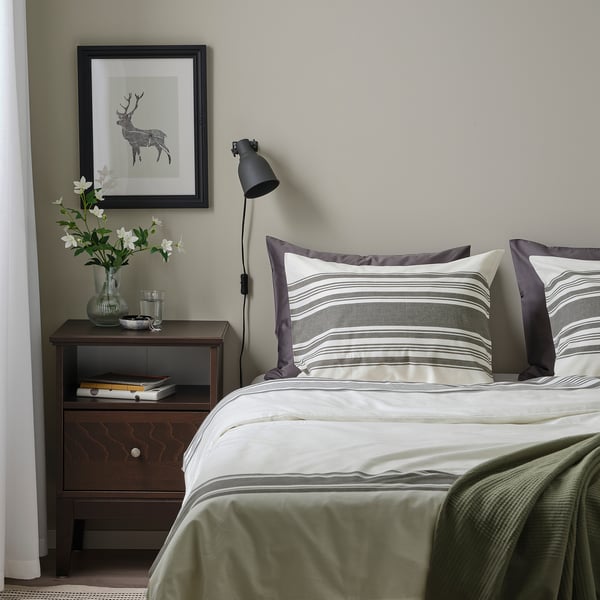 JÄTTEFRÄKEN Duvet cover and pillowcase, white/dark grey, 150x200/50x60 cm