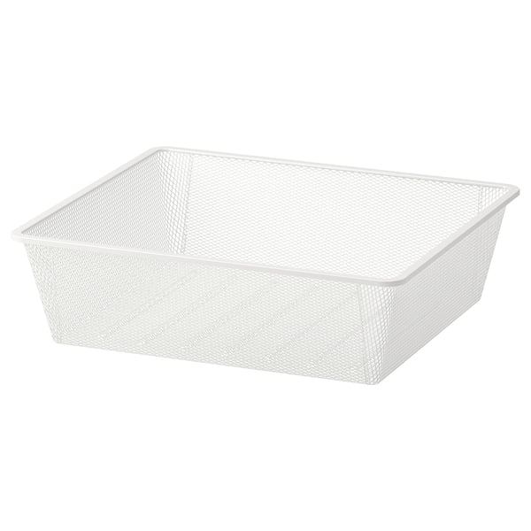 White JONAXEL mesh storage basket, rectangular, sturdy, airy design.