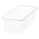 A white JONAXEL wire storage basket. Its rectangular, with a grid design, suitable for storing clothes or accessories.