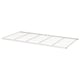 A white JOSTEIN wire shelf. Its made of powder-coated steel, rectangular, and designed for outdoor or humid indoor use.