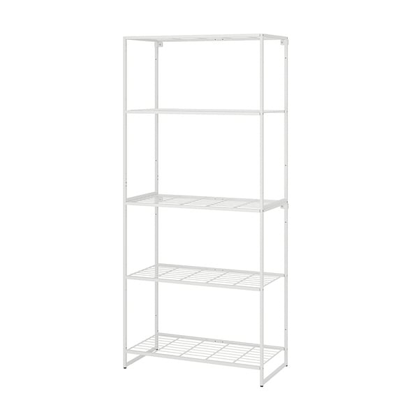 Jostén metal storage shelf, 4 open shelves, durable, moisture-resistant steel.
