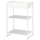 White JOSTEIN 3-tier metal storage shelf for indoor/outdoor use.