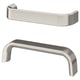 KALERUM handles, silver, minimalist design, smooth aluminium finish.
