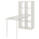 White KALLAX office desk: modern, minimalist, clean white finish, rectangular, two adjustable shelves.