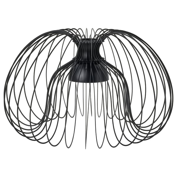A black KALLFRONT pendant lamp with a wireframe design.
