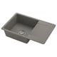 Single bowl kitchen sink, grey KILSVIKEN quartz composite, rectangular with drainboard, sleek modern design.