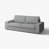 Grey KIVIK sofa, modern design, soft fabric, clean lines, herringbone pattern.