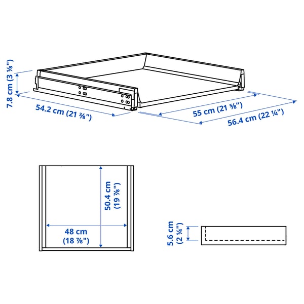 KNIVSHULT Drawer, low, dark grey, 60x60 cm