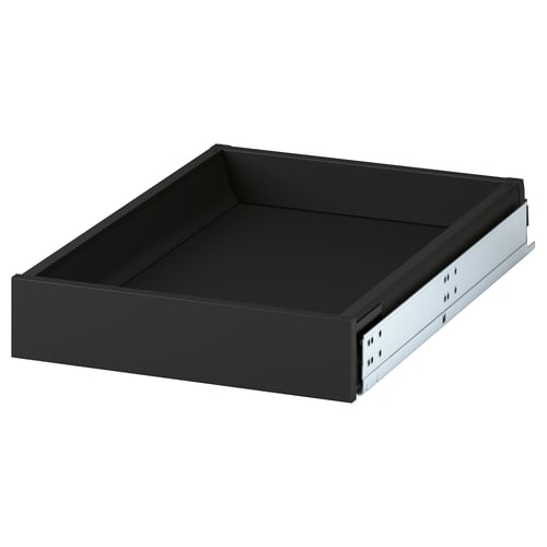 KNIVSHULT: sleek black drawer with modern handle-less design, smooth front, and sturdy materials.