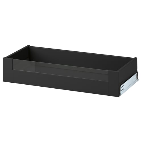 This image shows a KNIVSHULT dark gray drawer, rectangular with smooth sides, ideal for kitchen storage.