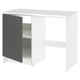 KNOXHULT white base kitchen unit with grey door, marble effect top. Modern, rectangular, open storage design.