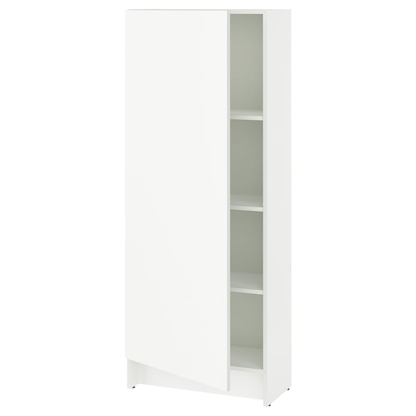 White KNOXHULT high cabinet with left/right door option, adjustable shelves, melamine & acrylic paint surfaces.