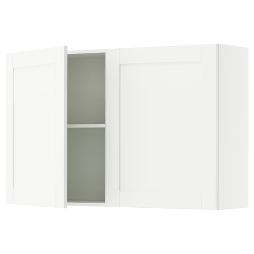 White KNOXHULT kitchen cabinet with glass doors & adjustable shelf