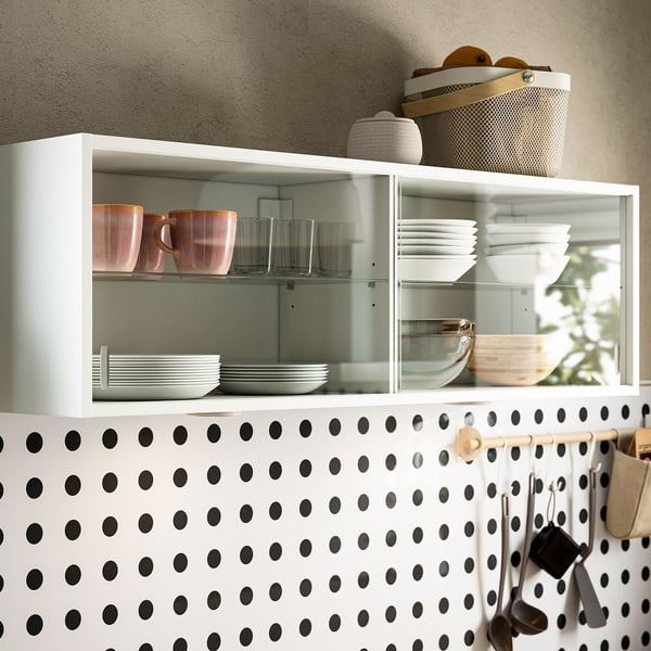 KNOXHULT Wall cabinet with sliding doors, white, 120x29x37.5 cm