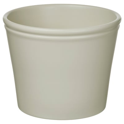 Korsbarsjork planter, white, round, simple earthenware design.