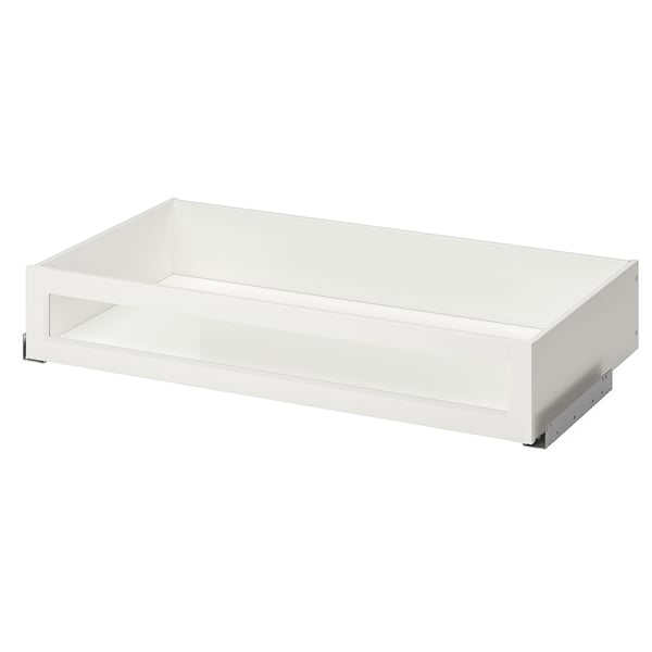 KOMPLEMENT drawer; white; rectangular; glass-front; resin edges; ideal for storage.