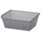Silver mesh basket, rectangular, airy storage.
