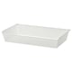 A white KOMPLEMENT mesh storage basket made of steel with a rectangular shape and transparent design.