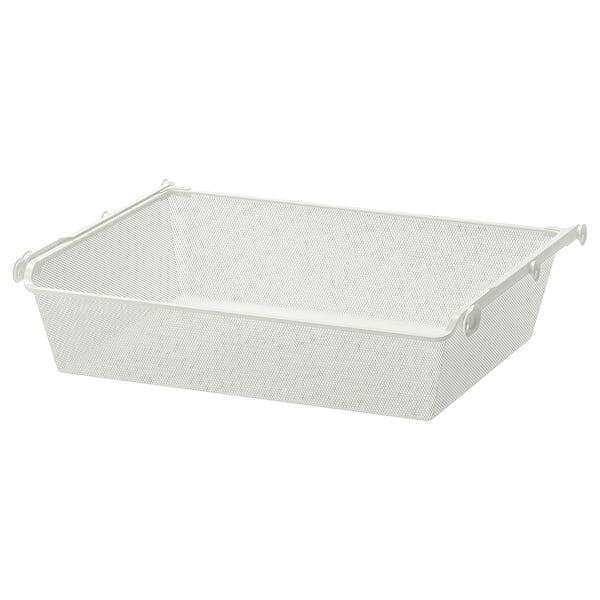 KOMPLEMENT white mesh storage basket, rectangular, with handles for easy access, ideal for home organization.