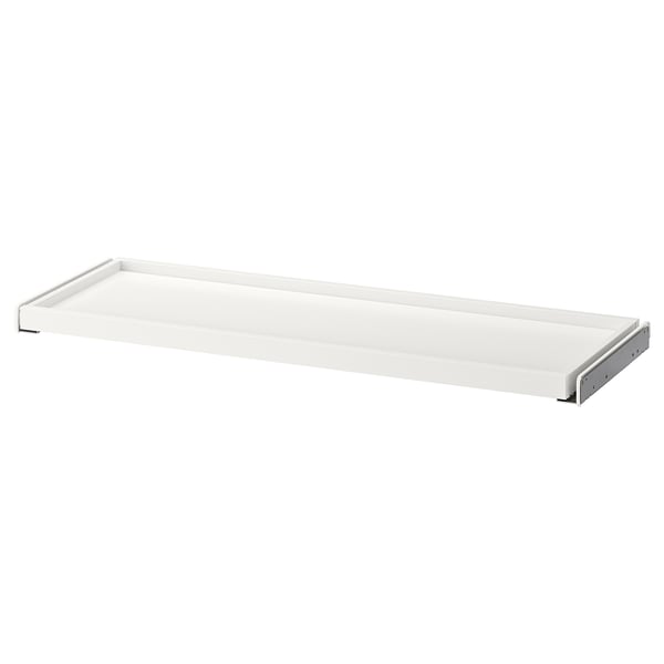 White ikea KOMPLEMENT pull-out tray for organizing wardrobe items.