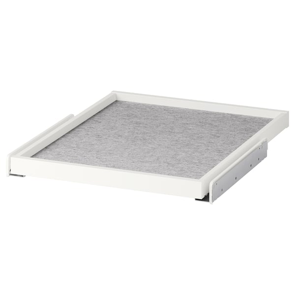 White KOMPLEMENT pull-out tray with grey felt mat.