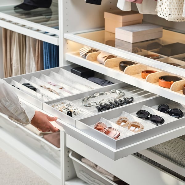 KOMPLEMENT Pull-out tray with insert, white, 100x58 cm