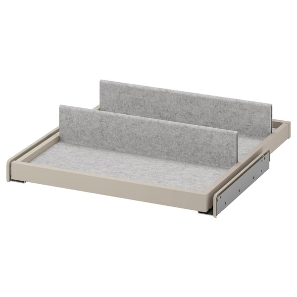 KOMPLEMENT pull-out tray, beige and grey, felt and fibreboard, rectangular with sliding design.