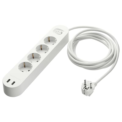 KOPPLA surge protector: 4 sockets, 2 usb ports