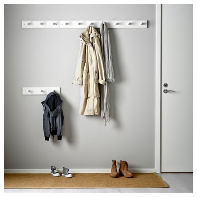 White KUBBIS coat rack with 3 hooks for clothes and accessories.