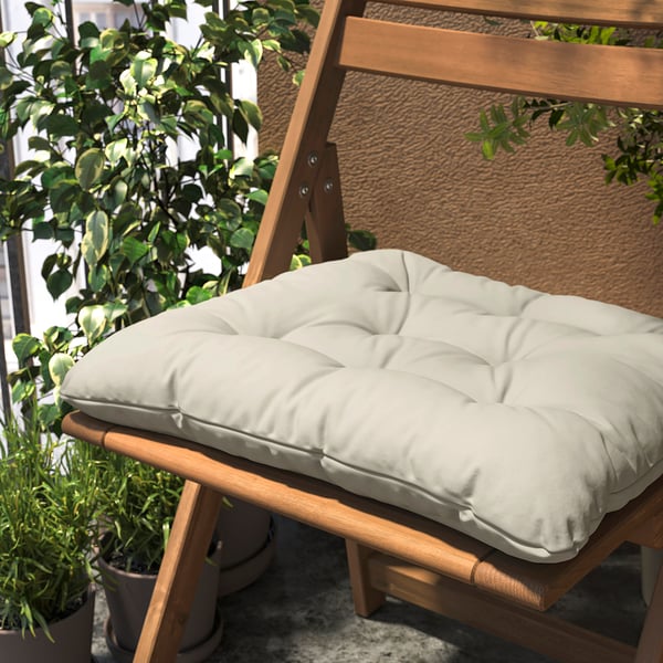 KUDDARNA Chair cushion, outdoor, light grey-beige, 44x44 cm