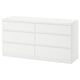 A KULLEN white chest of drawers with six compartments. Its rectangular, sleek, and modern, ideal for storing clothes and bedding.