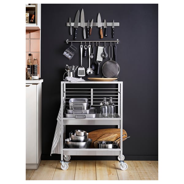 KUNGSFORS Kitchen trolley, stainless steel, 60x40 cm