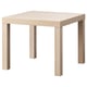 A LACK side table. Its square-shaped, light-colored wood, with straight legs and a simple design.