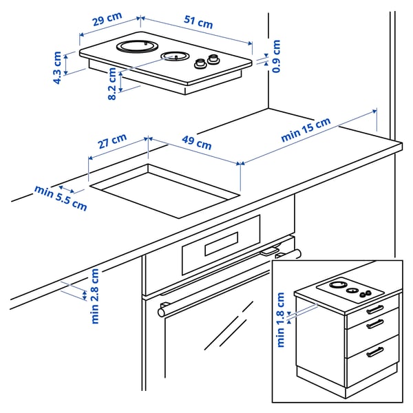 Illustration with measurements for the product: LAGAN.