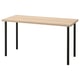 LAGKAPTEN: light wood table with black metal legs, rectangular shape.