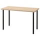 LAGKAPTEN: rectangular light wood desk with black metal legs, minimalist design.