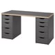 Black LAGKAPTEN desk with honeycomb edge, drawers, and plain top.