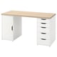 LAGKAPTEN desk: light wood top, white cabinet & drawers, modern simple design, generous workspace, practical storage.