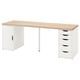 LAGKAPTEN desk: light wood top, white cabinets, 4 drawers, simple design, excellent storage.