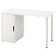 A white LAGKAPTEN desk with sleek design and a cabinet for storage. Good for organizing documents.