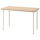 LAGKAPTEN: modern light-brown wooden desk with white metal legs, rectangle shape, minimalist design.