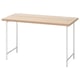 LAGKAPTEN: rectangular light wood desk with white legs. Modern, minimalist design. Sturdy with adjustable feet.