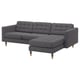 A dark grey, modern l-shaped sofa named LANDSKRONA with wooden legs and comfortable cushions.