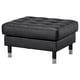 LANDSKRONA black leather footstool, square, four chrome legs.